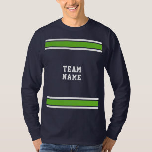 Blue Green White Jersey Nombre del equipo Long Sle