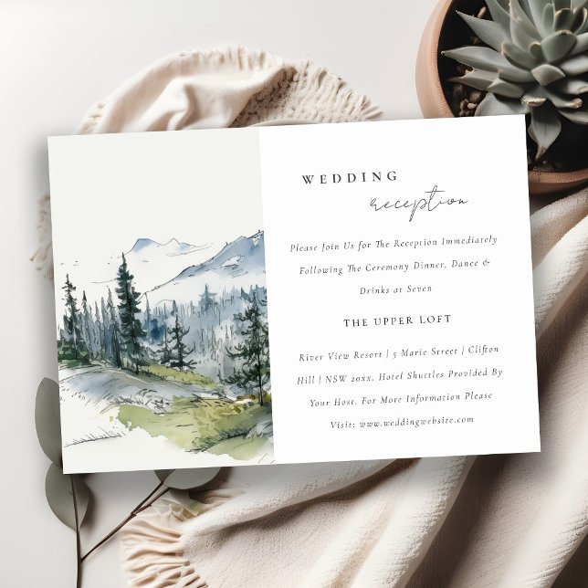 Blue Green Woods Mountain Sketch Wedding Recepción (Subido por el creador)