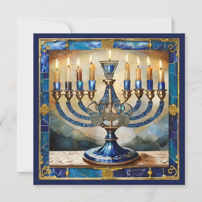 Blue Hanukkah Menorah (Anverso)