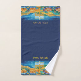 Blue Happy Hanukkah Menorah Food Latkes & Donuts