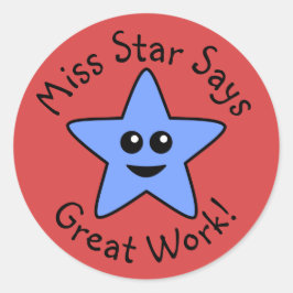 Blue Happy Star Great Work Pegatinas