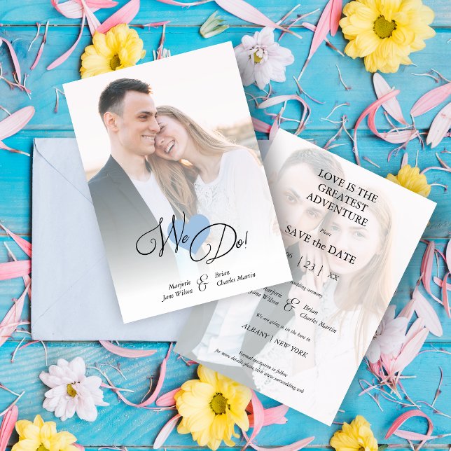 Blue Heart Classic Romantic Two Photos Wedding (Subido por el creador)