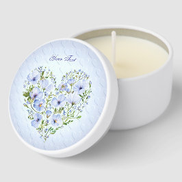 Blue Heart Floral Mini Velas Favoras