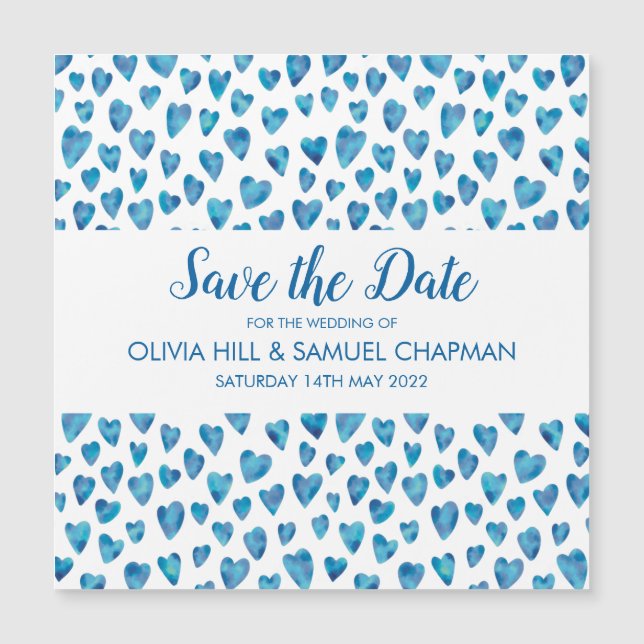 Blue Heart Save the Date Magnet (Anverso)