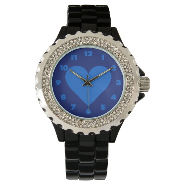 Blue Heart Valentine personalizado relojes (Anverso)