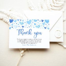 Blue Hearts Valentine Baby Shower Gracias Tarjeta