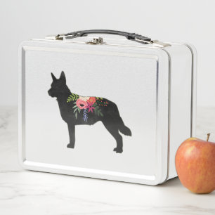 Blue Heeler Dog Rama Silhouette Boho Floral