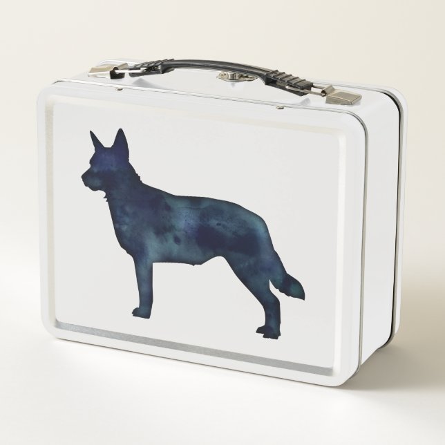 Blue Heeler Perro Raza Silhouette Black Watercolor (Reverso)