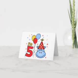 Blue Hippo Invitación por quinto cumpleaños