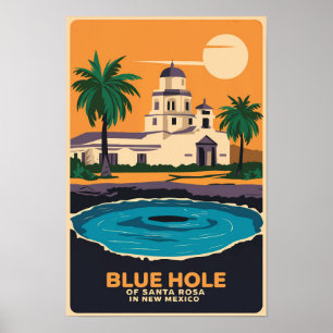 Blue Hole Nuevo México Viaje Arte Vintage