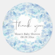 Blue Hydrangea Baby Shower Gracias Pegatina