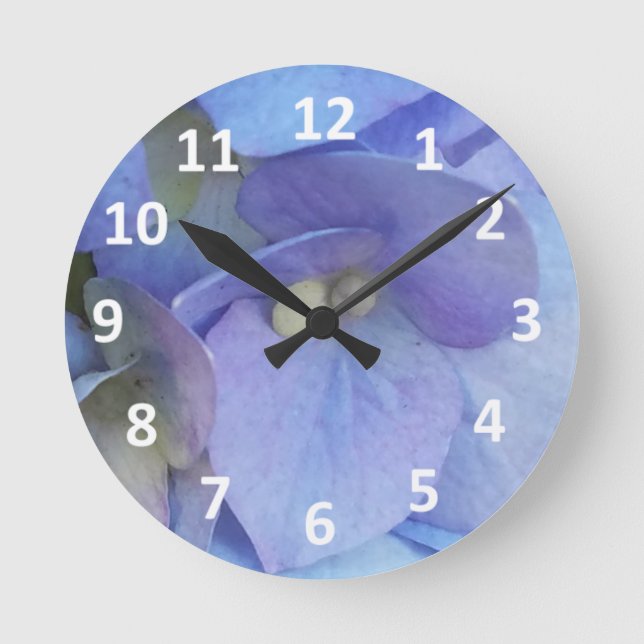 Blue Hydrangea Blossom Numeral reloj de pared (Anverso)