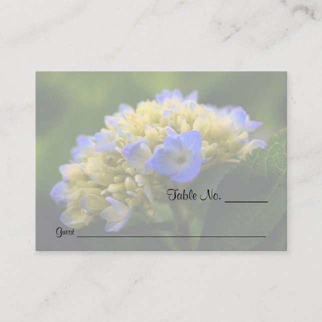 Blue Hydrangea Boda Floral Tabla de tarjetas (Anverso)