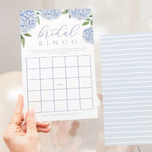 Blue Hydrangea Bridal Shower Papel Bingo Tarjeta d