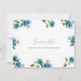 Blue Hydrangea Bridesmaid Proposal Cards
