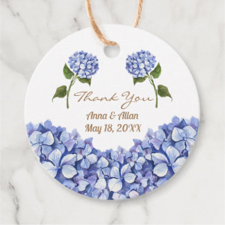 Blue Hydrangea Elegant Wedant Etiqueta de Favor Fl