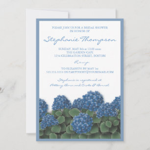 Blue Hydrangea Flores Bridal Ducha Invitación