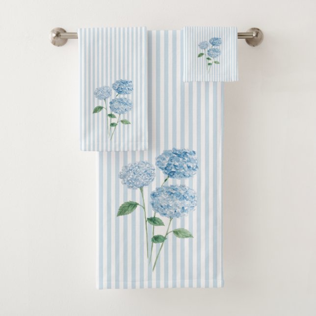 Blue Hydrangea Flower Painting Blue Stripe (In situ)