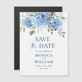 Blue Hydrangea Guardar la tarjeta magnética de fec