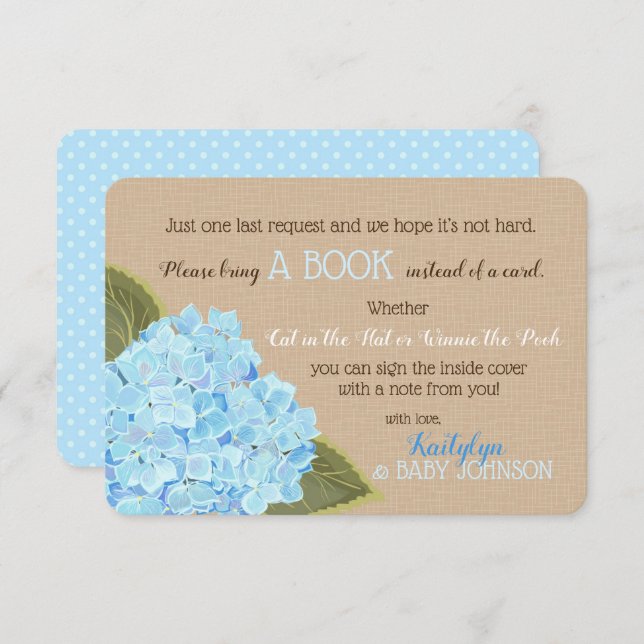 Blue Hydrangea Rustic Leer una tarjeta de libro (Anverso / Reverso)
