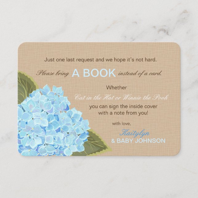 Blue Hydrangea Rustic Leer una tarjeta de libro (Anverso)