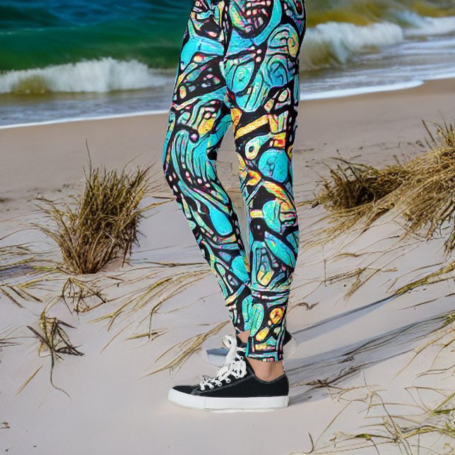 Blue Hydrangea Urban Art Pattern Leggings (Subido por el creador)