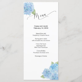 Blue Hydrangea Watercolor Menu