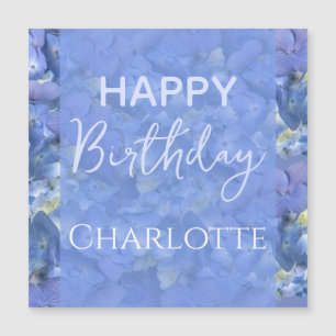Blue Hydrangeas Blooms Happy Birday Custom Name