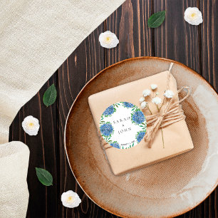 Blue Hydrangeas Boda Pegatina redondo clásico