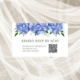 Blue Hydrangeas Código QR Tarjeta de gabinete RSVP