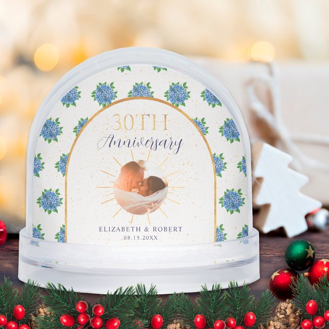 Blue Hydrangeas Gold Custom Photo 30th Anniversary (Subido por el creador)