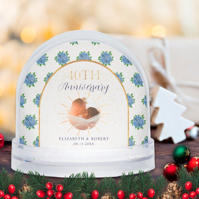 Blue Hydrangeas Gold Custom Photo 40th Anniversary (Subido por el creador)