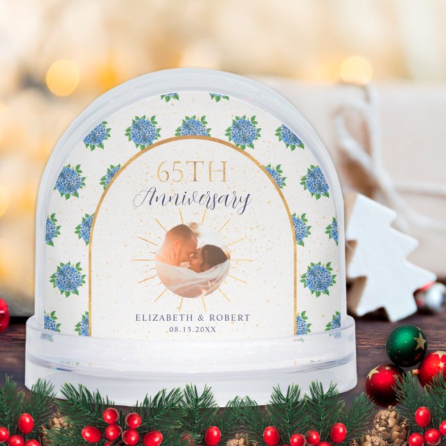 Blue Hydrangeas Gold Custom Photo 65th Anniversary (Subido por el creador)