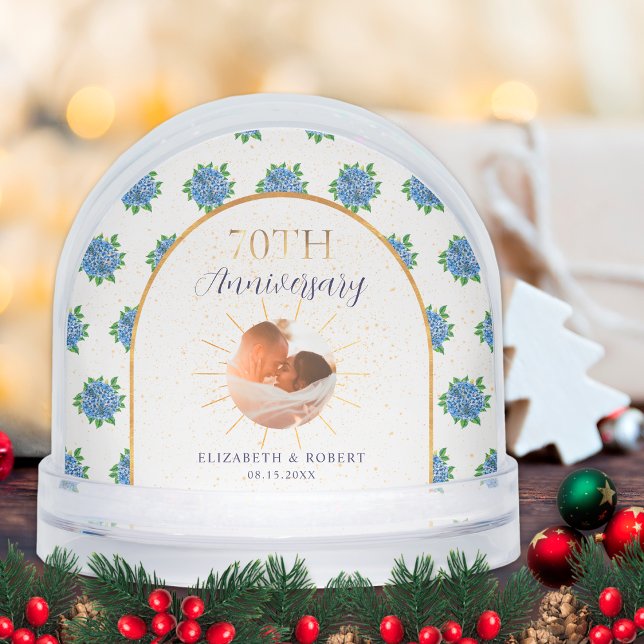 Blue Hydrangeas Gold Custom Photo 70th Anniversary (Subido por el creador)