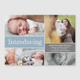 Blue Introducing baby boy collage de fotos