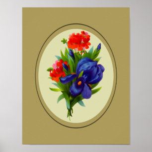 Blue Iris Flower Bouquet Poster de arte floral