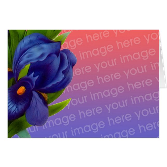 Blue Iris Flower Your Photo Card (Anverso (Horizontal))