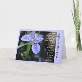 Blue Iris w Verse on Love, tarjeta del día de la m