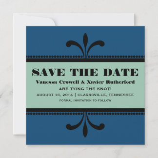 Blue/Jade Fancy Art Deco Guardar la invitación de 
