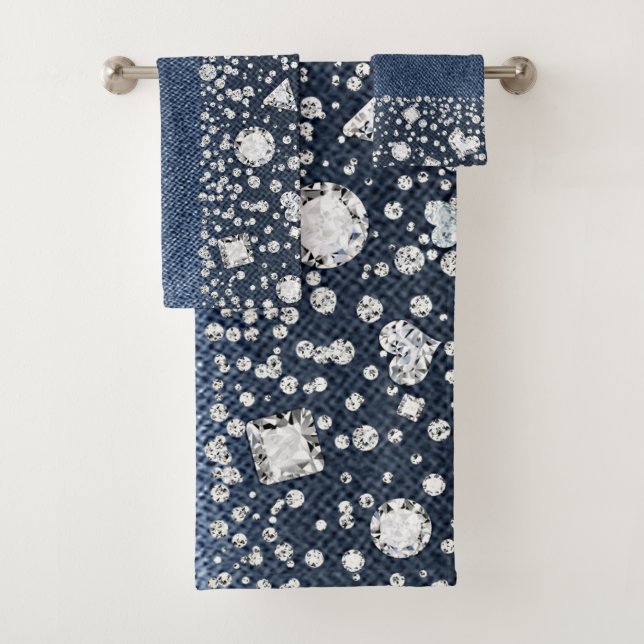 Blue Jean Denim Diamonds Glam Trendy Diamond Bling (In situ)