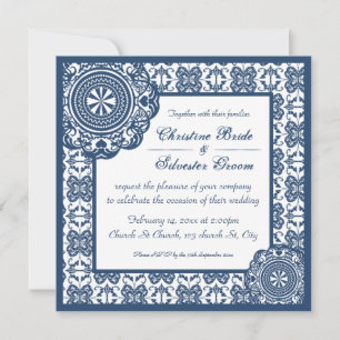 Blue Lace arábico, invitación a boda 5.25x5.25
