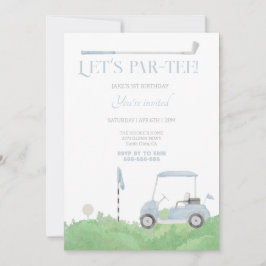 Blue let's par tee Invitación de cumpleaños de gol