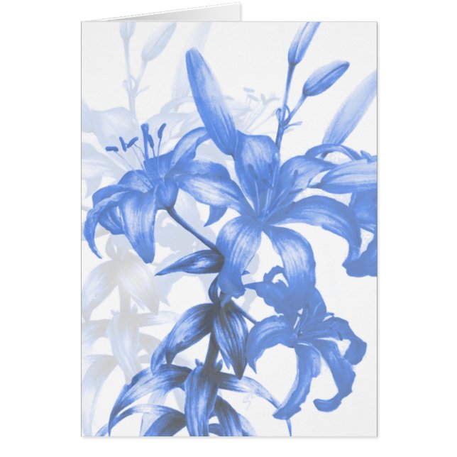 Blue lilies fine art everyday blank card (Frente)
