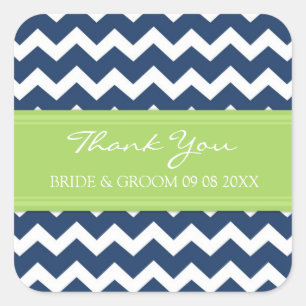 Blue Lime Chevron Gracias Etiquetas De Favor De La