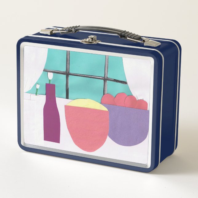 Blue Lunch Box con diseño de cocina (Anverso)