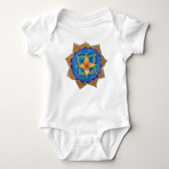 Blue Mandala Baby Jersey Bodysuit, Blanco (Anverso)