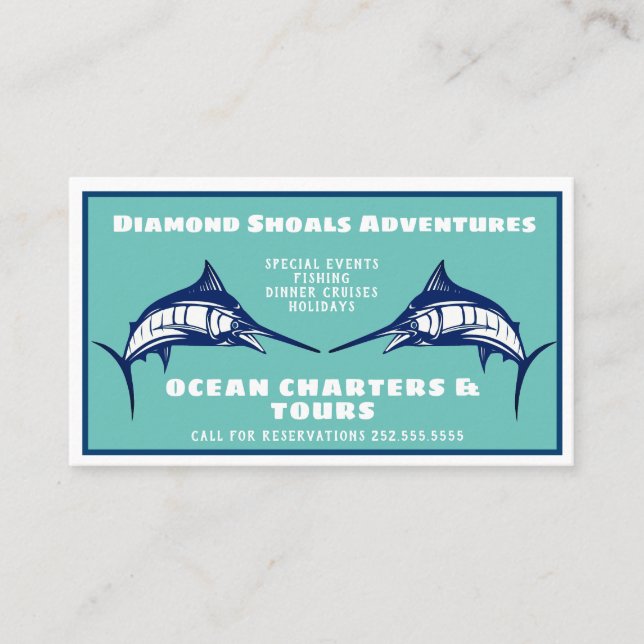 Blue Marlin Design Ocean Charter Tarjeta de visita (Anverso)