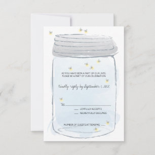 Blue Mason Jar y Fireflies Wedding RSVP