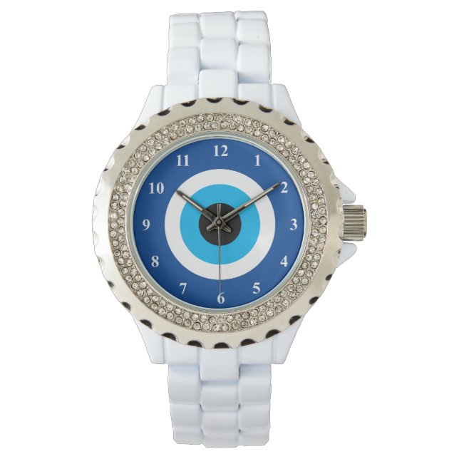 Blue Mati Evil Eye símbolo esmalte reloj para muje (Anverso)
