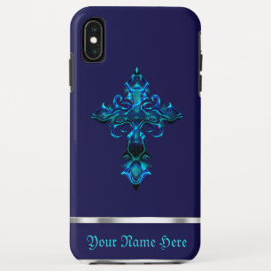 Blue Medieval Cross iPhone XS Max Funda